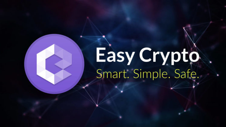 The logo and the tagline of Easy Crypto on a dark background
