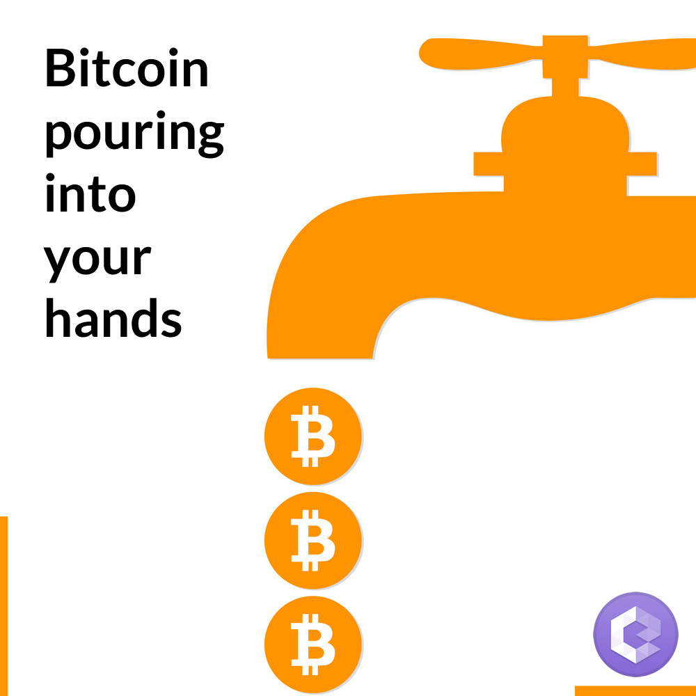 bitcoin pouring from faucet into your hands