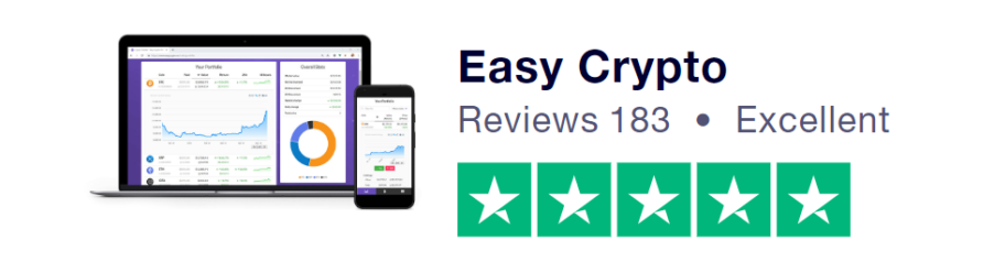 The five stars review for Easy Crypto from Trust Pilot